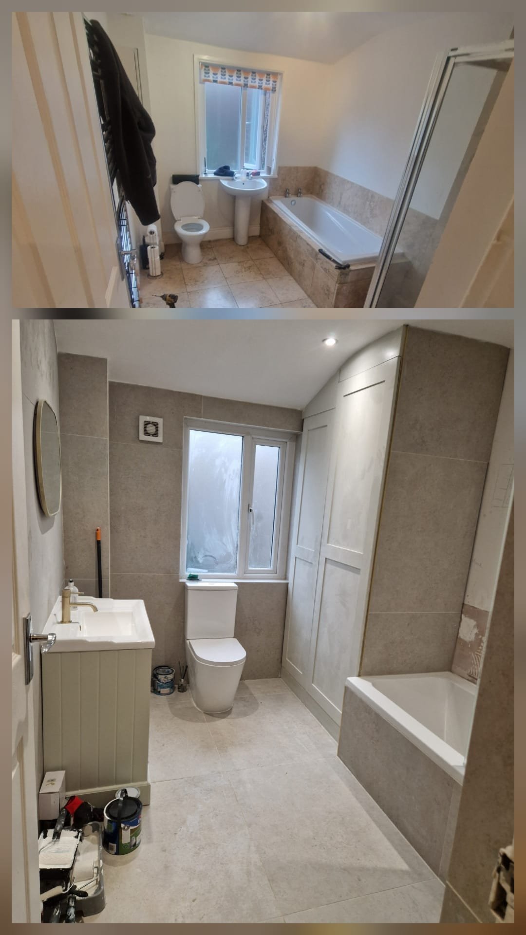 Bathroom Refurbishment with Built-In Storage and Neutral Tiles – Eccles Bathroom Design Ideas